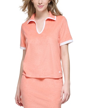 Women's Short Sleeve Terry Cloth Polo Top