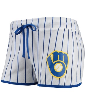 Women's White and Royal Milwaukee Brewers Vigor Sleep Shorts