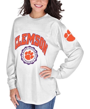 Women's White Clemson Tigers Edith Long Sleeve T-shirt