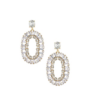 Sparkle Oval Dangle Earrings in 18K Gold Plating