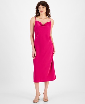 Women's Cowl-Neck Spaghetti Strap Side-Slit Dress, Created for Macy's