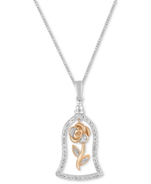 Diamond Belle Rose Dome 18" Pendant Necklace (1/4 ct. t.w.) in Sterling Silver & 14k Rose Gold-Plated Sterling Silver