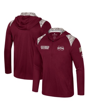 Men's Maroon Mississippi State Bulldogs OHT Military Appreciation Quarter-Zip Hoodie Jacket