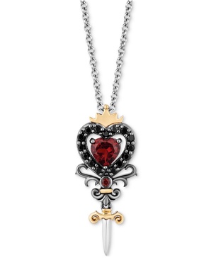 Onyx & Black Diamond (1/10 ct. t.w.) Ursula Pendant in Necklace Black Rhodium-Plated Sterling Silver & 14k Gold, 16" + 2" extender