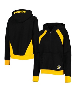 Women's Black Pittsburgh Penguins Wishbone Half-Zip Hoodie