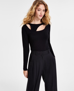 Women's Cut-Out Asymmetric Long-Sleeve Top, Created for Macy's