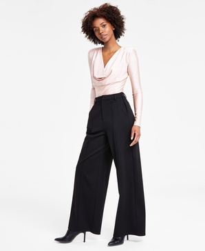 Women's High-Leg Wide-Leg Seamed Ponte Pants, Created for Macy's 