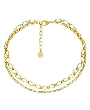 Oval Link Double Chain Anklet in Gold Plate