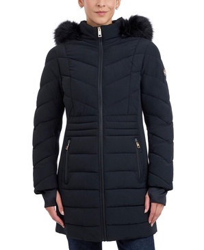 Women's Faux-Fur-Trim Hooded Puffer Coat, Created for Macy's