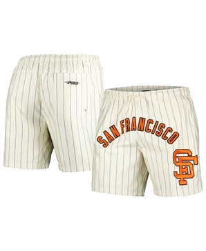 Men's Cream San Francisco Giants Pinstripe Retro Classic Woven Shorts