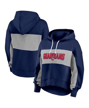 Women's Navy Cleveland Guardians Filled Stat Sheet Pullover Hoodie