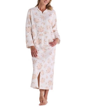 Women's Floral Long-Sleeve Zip-Front Robe