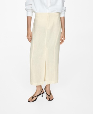 Women's Slit Detail Linen Skirt