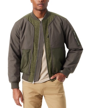 Men's Hero Mixed Media Zip-Front Bomber Jacket