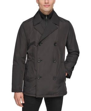 Men's Double Breasted Peacoat with Removable Bib