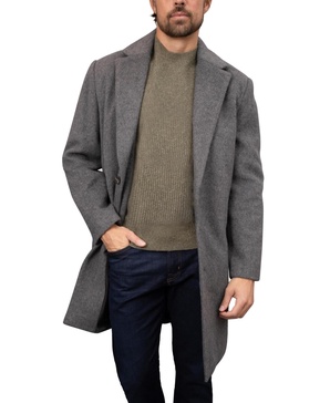 Men's Wool Blend Single-Breasted Topcoat