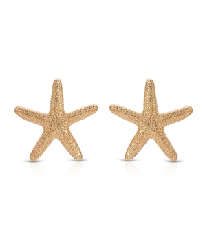 18k Gold Plated Zinc Starfish Large Statement Stud Earrings