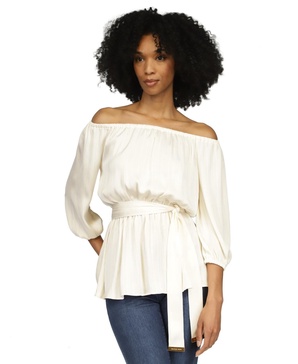 Women's Tie-Waist Off-The-Shoulder Top