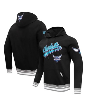 Men's Black Charlotte Hornets Script Tail Pullover Hoodie