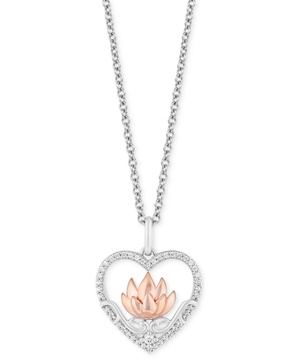 Diamond Heart Pendant Necklace (1/5 ct. t.w.) in Sterling Silver & Rose Gold-Plate, 16" + 2" extender