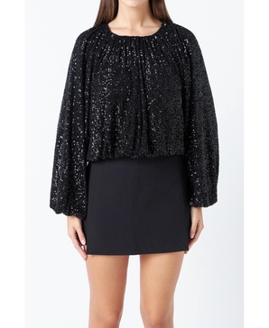 Women's Sequins Blouson Top