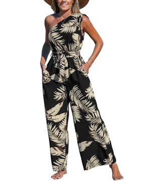 Women's Midnight Tropics One-Shoulder Wide Leg Jumpsuit