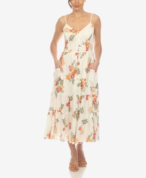 Women's V-neck Floral Print Maxi Dress