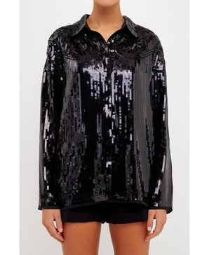 Women's Sequins Dress Shirt