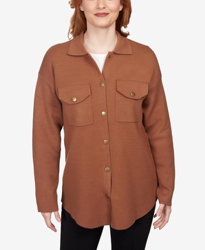 Petite Solid Shacket Shirt Jacket