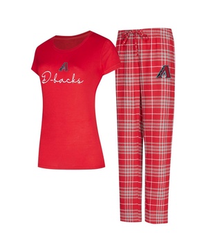 Women's Red/Gray Arizona Diamondbacks Vector T-Shirt & Pant Sleep Set