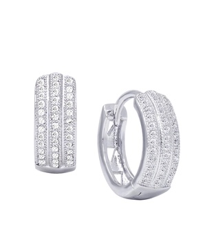 Cubic Zirconia 3-Row Huggie Hoop Earrings