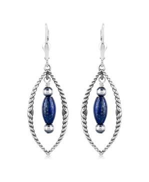 Sterling Silver Marquise Lapis Dangle Earrings