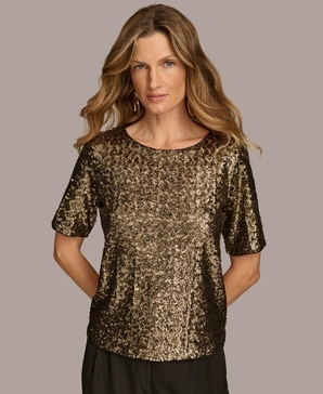 Women's Short-Sleeve Sequin Top