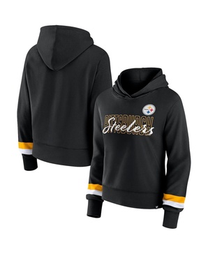 Women's Black Pittsburgh Steelers Over Under Pullover Hoodie