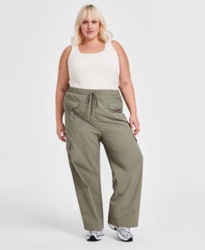 Trendy Plus Size Double Square-Neck Tank & Drawstring Cargo Pants, Created for Macy's