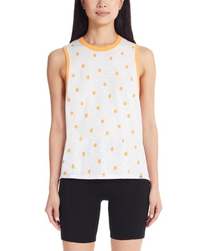 Marc New York Women's Performance Ditsy Daisy Printed Ringer Tank Top