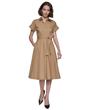 Women's Poplin Grommet Shirtdress