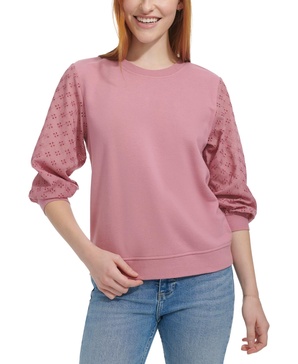 Women's Embroidered-Sleeve Top