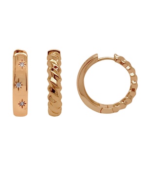 18K Gold Plated Reversible Hoop Earrings