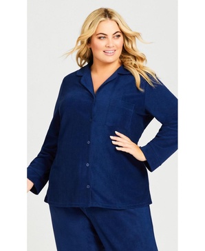 Plus Size Button Fleece Top