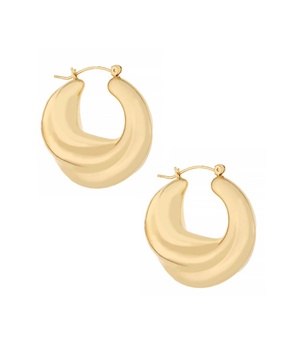 18K Gold Plated Crescent Swirl Hoops Earrings