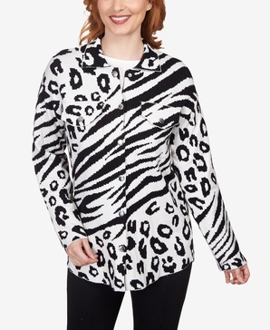 Petite Bold Animal Print Shacket Jacket