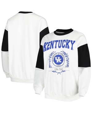 Women's White Kentucky Wildcats It's A Vibe Dolman Pullover Sweatshirt