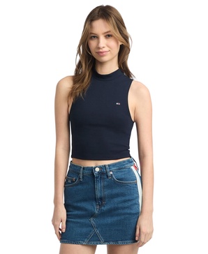 Women's Cropped Mockneck Sleeveless Top