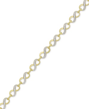 Diamond Accent Infinity Link Bracelet in 18k Gold over Silver-Plate