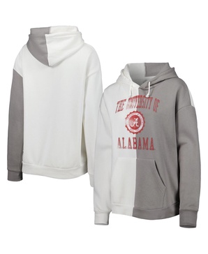 Women's Gray and White Alabama Crimson Tide Split Pullover Hoodie