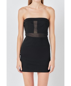 Women's Strapless Mesh Mini Dress