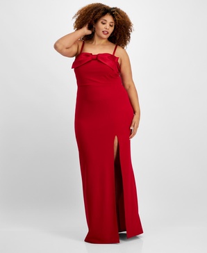 Trendy Plus Size Bow-Trim Gown