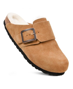 Atlas Fur Genuine Leather Fur Lined Clogs for Women with Arch Support