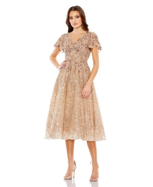 Women's Embellished Butterfly Fit And Flare Dress